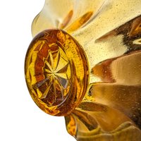 Vintage Amber Art Glass Basket with Hand-Pulled Handle