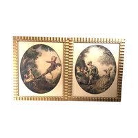 1940s Framed Nicolas Lancret Prints: The Seesaw and Dropping Hankie