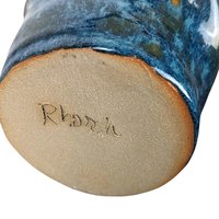 Vintage Blue Asymmetrical Pottery Vase