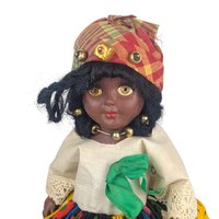 Vintage Ethnic Plastic Doll: Floral Dress