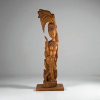 Vintage 27" Hand Carved Woman Statue