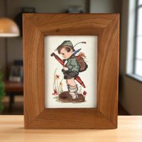 Vintage M.J. Hummel It Looks Like Rain: Framed Cross-stitch