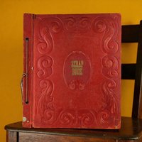 Vintage Large Red Embossed Scrapbook: Norman Rockwell Art Prints