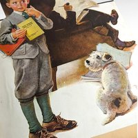 Vintage Large Red Embossed Scrapbook: Norman Rockwell Art Prints