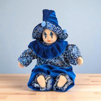 Vintage Blue Porcelain Harlequin Doll
