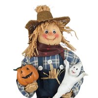 Vintage 13" Halloween Figures, Fabric Witch and Scarecrow