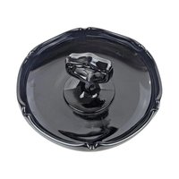 Vintage Black Amethyst Glass Center Handle Trinket Dish