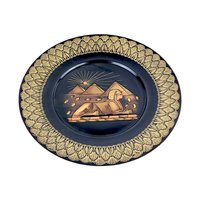 Vintage Egyptian Brass Plate: Sphinx & Pyramids Wall Hanging