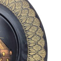 Vintage Egyptian Brass Plate: Sphinx & Pyramids Wall Hanging