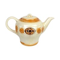 Vintage Porcelier Brown Medallion Vitreous China Teapot