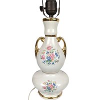 Large Vintage Floral Ceramic Lamp