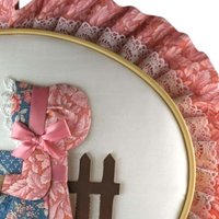 Vintage Sunbonnet Sue Quilted Garden Scene Wall Hanging