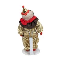 Vintage Miniature White Bear Clown Figurine with Display Stand