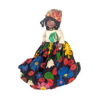 Vintage Ethnic Plastic Doll: Floral Dress