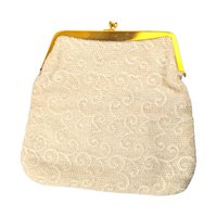 Vintage Cream and Gold Beaded Handbag