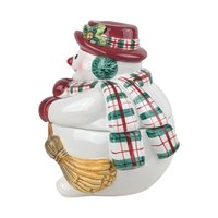 Vintage Fitz and Floyd Snowman Covered Bowl: