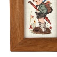Vintage M.J. Hummel It Looks Like Rain: Framed Cross-stitch