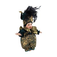 Vintage 12" Porcelain Green and Gold Mardi Gras Jester