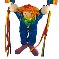1984 Dakin Plush Clown Hanging From A Rainbow Wall Decor