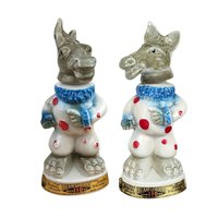 Pair of 1968 Jim Beam Donkey Decanter: C. Miller Political Clown