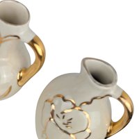 Vintage Cream & Gold Ceramic Bud Vase Trio