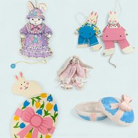 Vintage Easter Decor Choice: Pull String Bunnies or Trinket Box