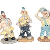 Vintage Ceramic Hobo Clown Figurine Trio