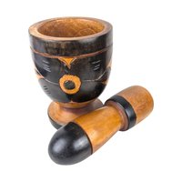 Vintage Handmade Carved Bird Wooden Mortar and Pestle