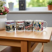 Vintage Flambro Ceramic Circus Poster Mugs, Set of 4