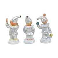 Vintage Luster Ceramic Jester Figurine Trio