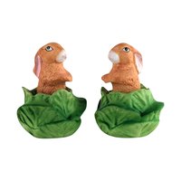 Vintage Bunny in Lettuce Figurines