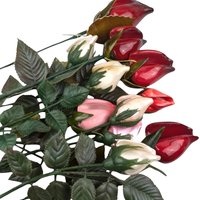 Mid Century Glossy Artificial Rose Bouquet: Assorted Colors