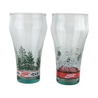 Set of 4 Vintage Coca-Cola Pine Cone and Tree Glasses
