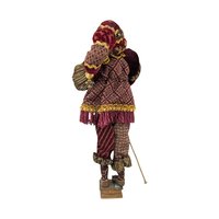 Vintage Santa Elf Jester Figure: Maroon & Gold
