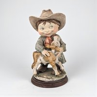Vintage Giuseppe Armani Gulliver's World Cowgirl with Calf Figurine