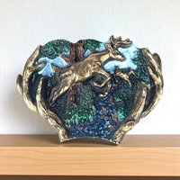 1982 Leaping Buck and Doe Belt Buckle