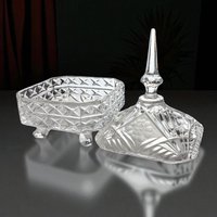 Vintage Crystal Cut Glass Pedestal Candy Dish