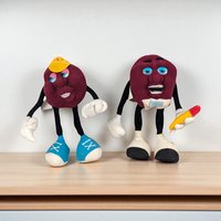 Pair of 1988 California Raisins Applause Bendable Plush Toys