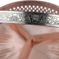 Vintage Pink Glass Covered 3-Part Bowl