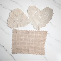 Set of 3 Vintage Off White Handmade Crochet Doilies