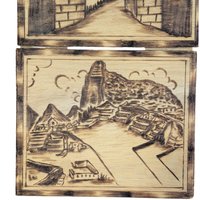 Vintage Peru Wood Burned Wall Art