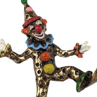 Vintage Ron Lee Dancing Pinky Clown: 24K Gold Plate & Marble
