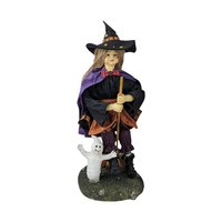 Vintage 13" Halloween Figures, Fabric Witch and Scarecrow