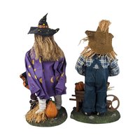 Vintage 13" Halloween Figures, Fabric Witch and Scarecrow