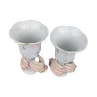 Vintage Ceramic Hands Holding Candle Holder Pair