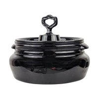 VTG  L.E. Smith Mt. Pleasant Black Amethyst Glass Covered Bean Pot