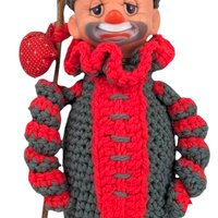 Vintage Hand Crocheted Hobo Clown