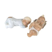 Vintage Pair of Chalkware Sleeping Babies