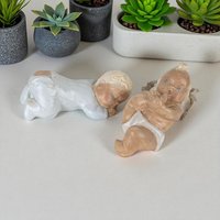 Vintage Pair of Chalkware Sleeping Babies