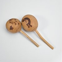Vintage Trio of Wood-Burned Maracas